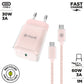 Wall Charger + USB-C Cable Muvit for Change  Glass GaN Pink