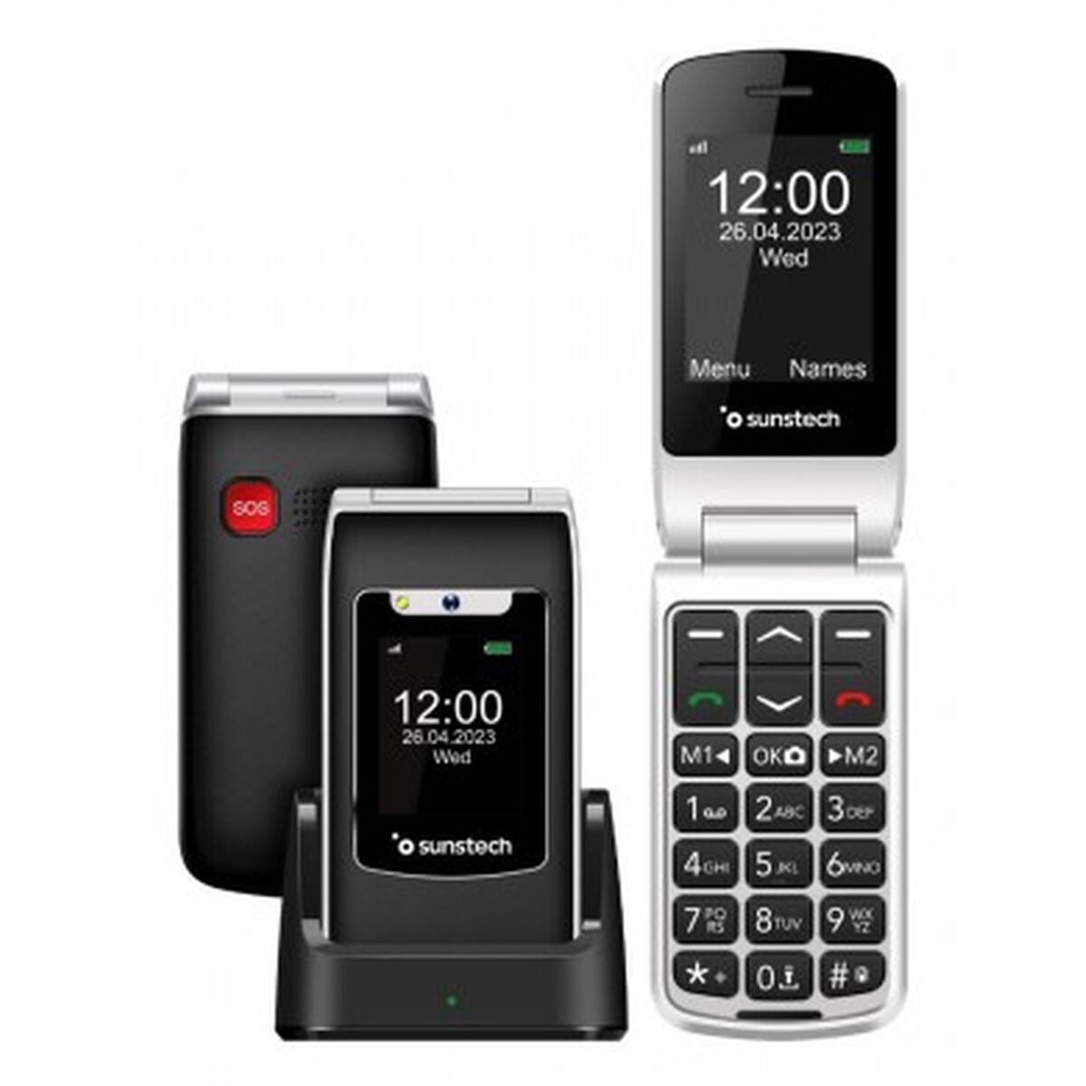 Mobile telephone for older adults Sunstech CELT23BK Black 128 GB 2.4"