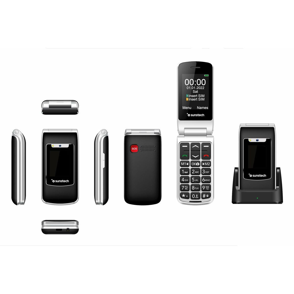 Mobile telephone for older adults Sunstech CELT23BK Black 128 GB 2.4"