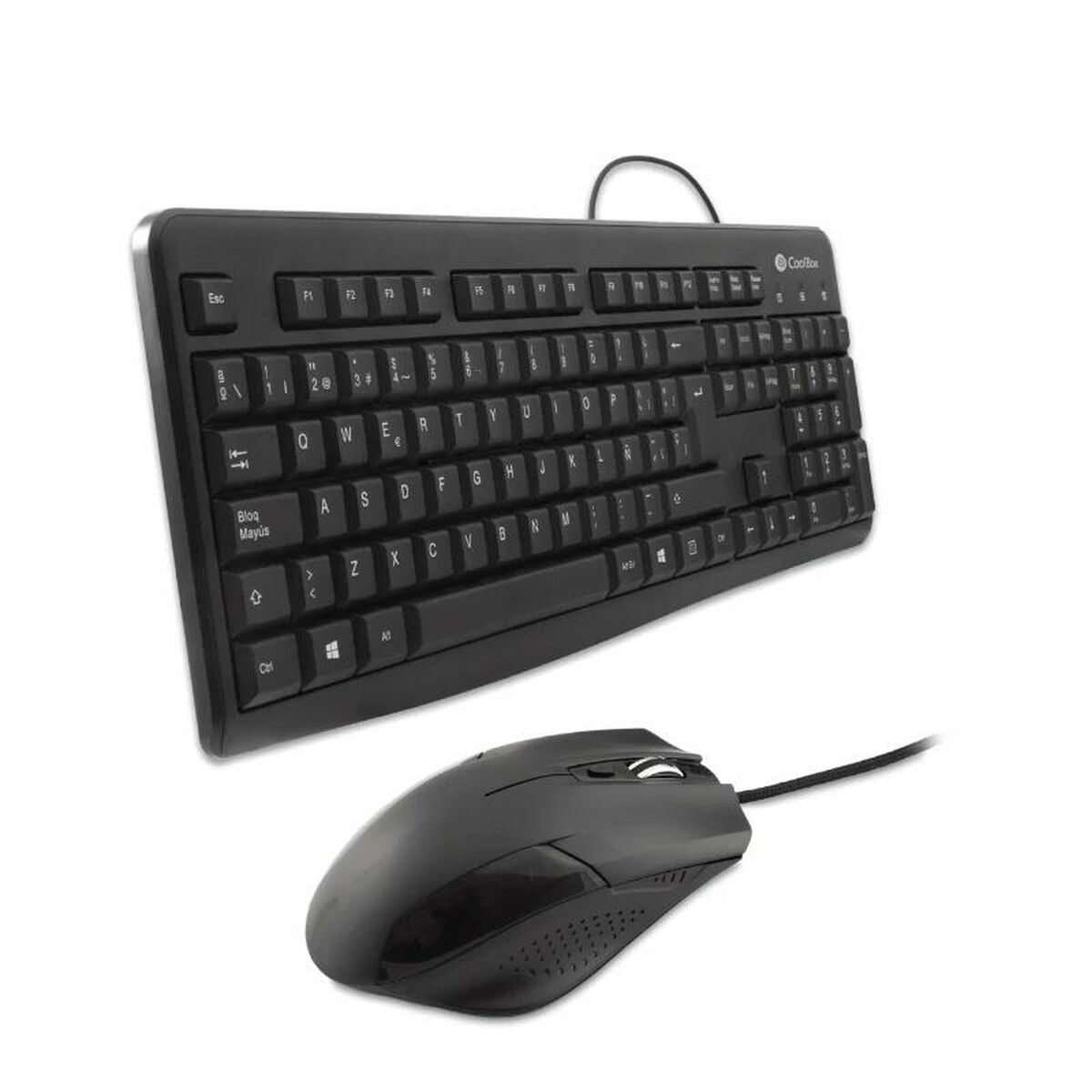 Keyboard and Mouse CoolBox COO-KTR-01U Black Spanish Qwerty