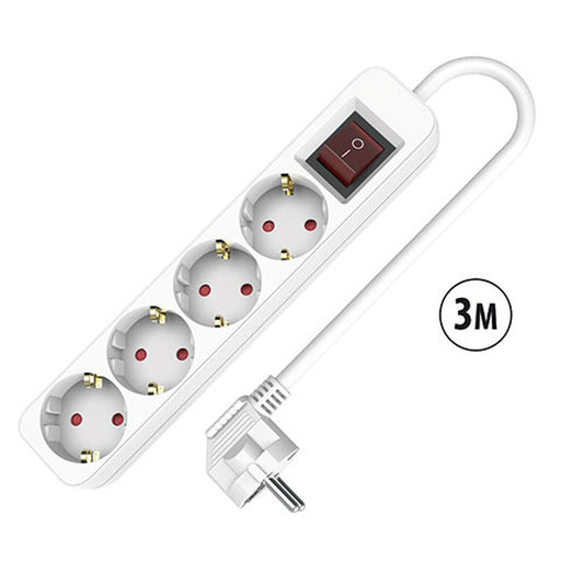 4-socket plugboard with power switch TM Electron TMUAD534S White 3680 W (3 m)