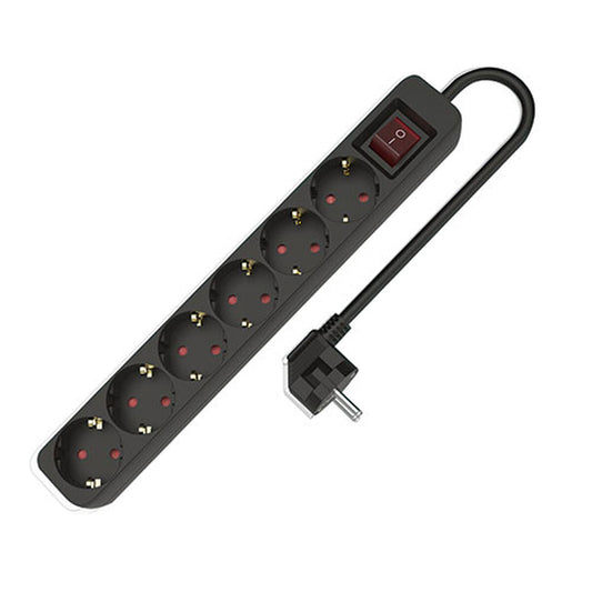 Power Socket - 6 Sockets with Switch TM Electron TMUAD506SBK Black 3680 W (1,5 m)