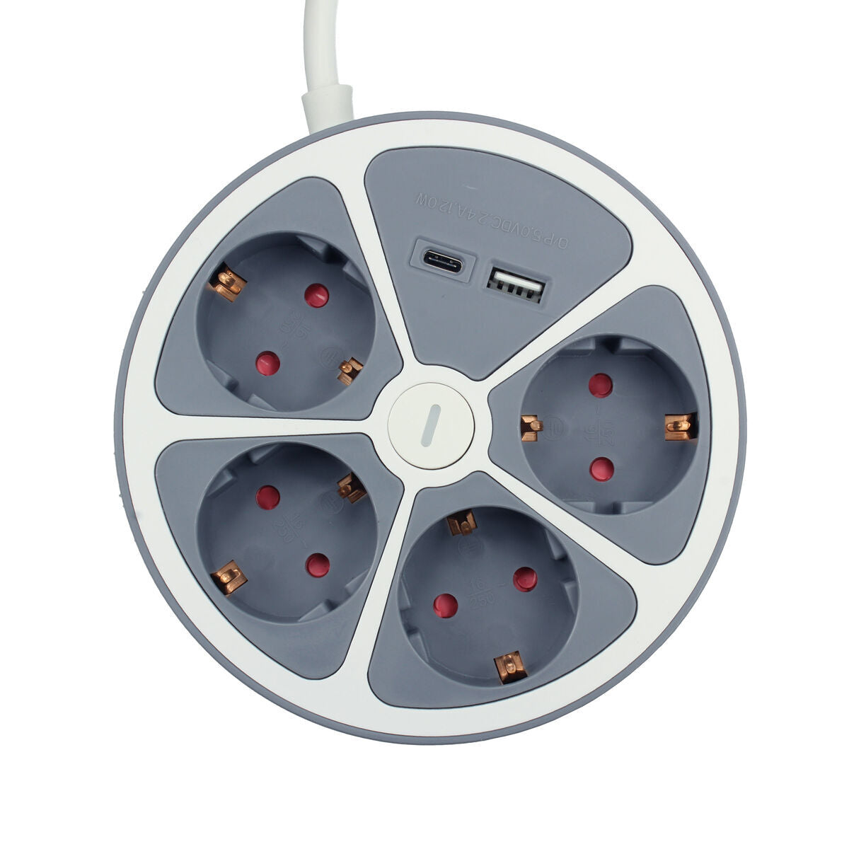 3-socket plugboard with power switch TM Electron TMUAD554CB White Grey 3680 W 30 W (1,5 m)