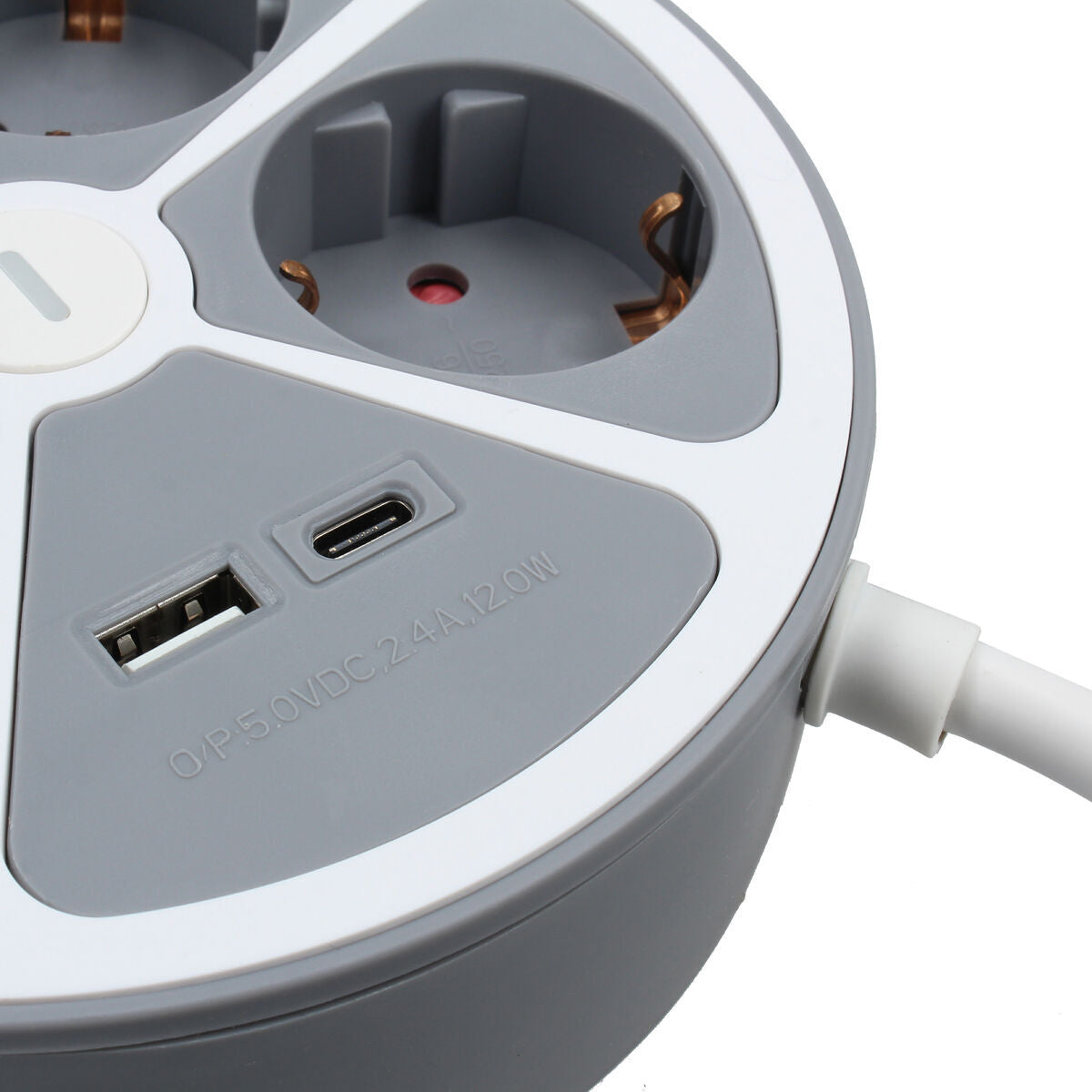 3-socket plugboard with power switch TM Electron TMUAD554CB White Grey 3680 W 30 W (1,5 m)