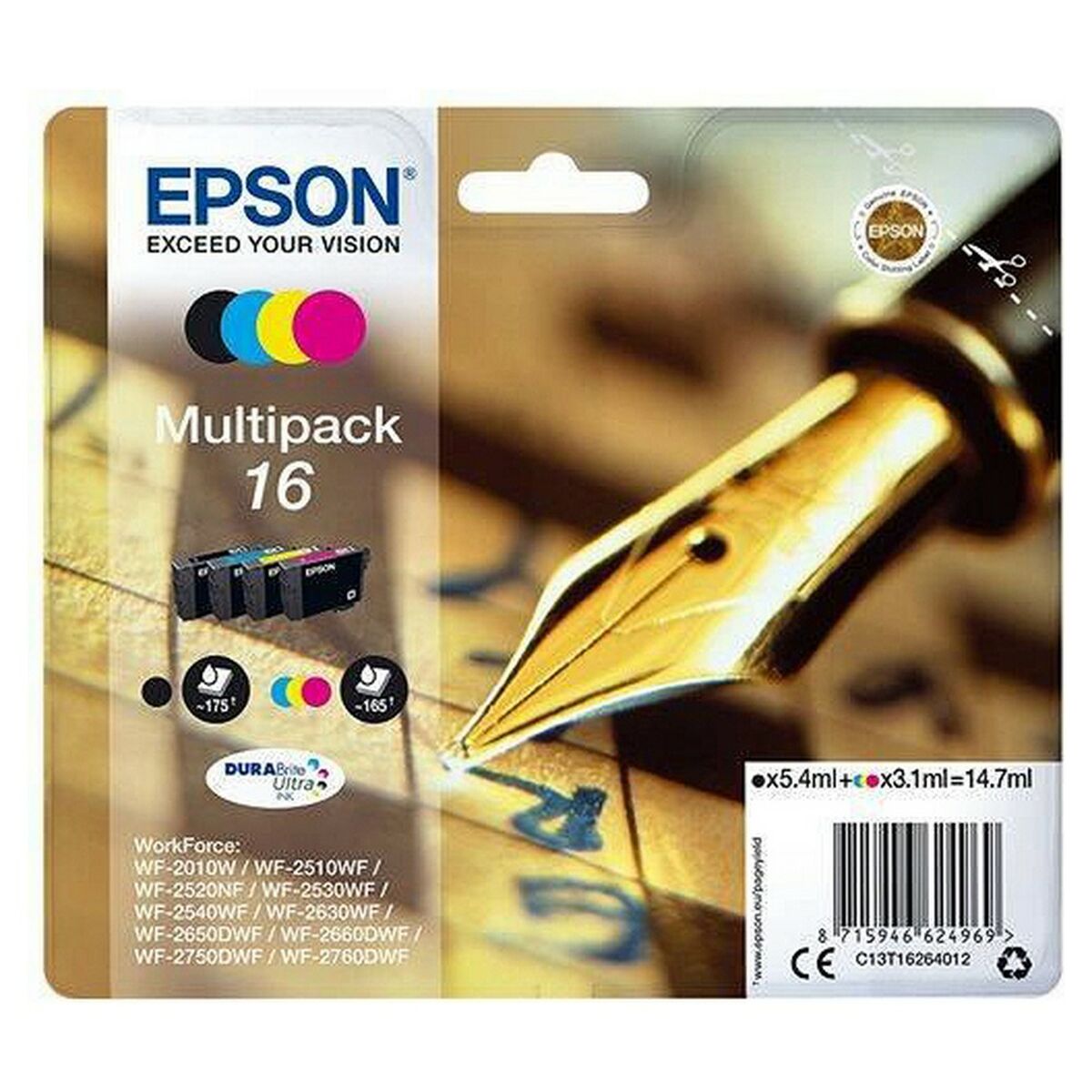 Original Ink Cartridge Epson Multipack 16 Yellow Black Cyan Magenta