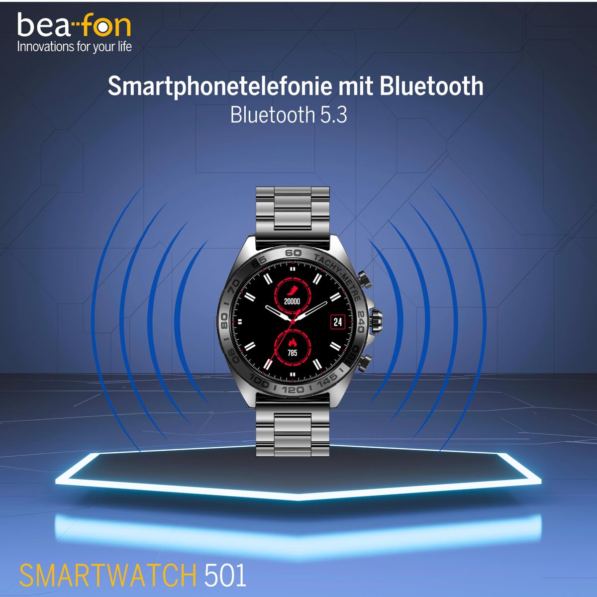 Smartwatch beafon WATCH 501 1,43" Steel Matte back