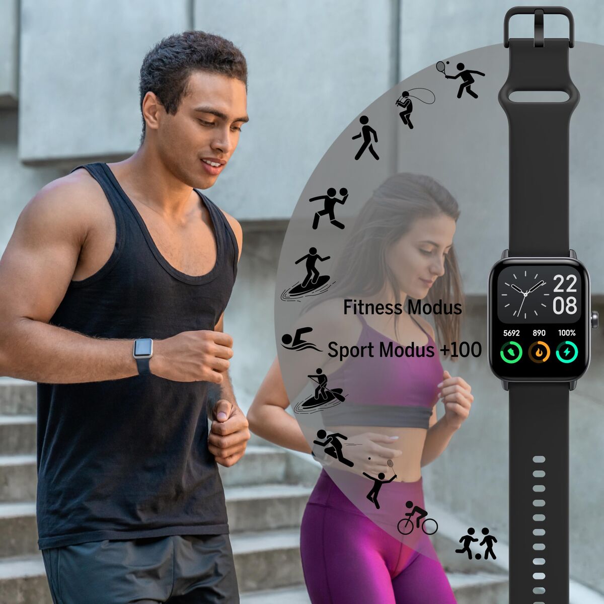 Smartwatch beafon WATCH 101 1,8" Black Grey