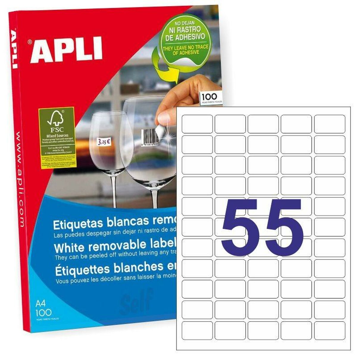 Printer Labels Apli White 100 Sheets 36,8 x 23,8 mm (5 Units)