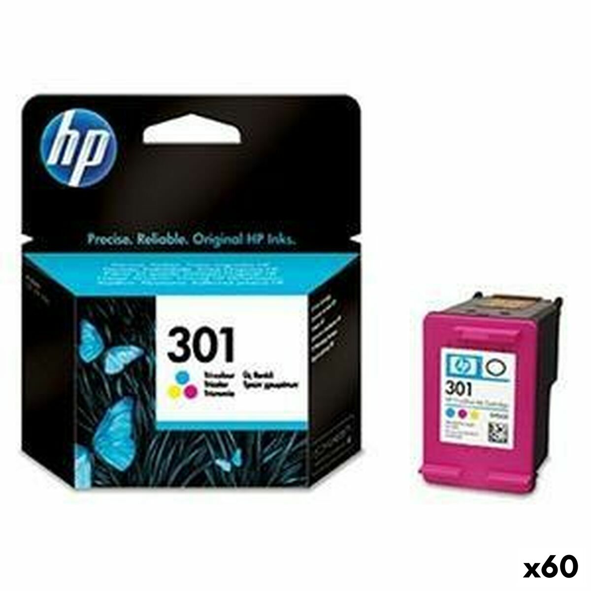 Original Ink Cartridge HP 301 Tricolour (60 Units)