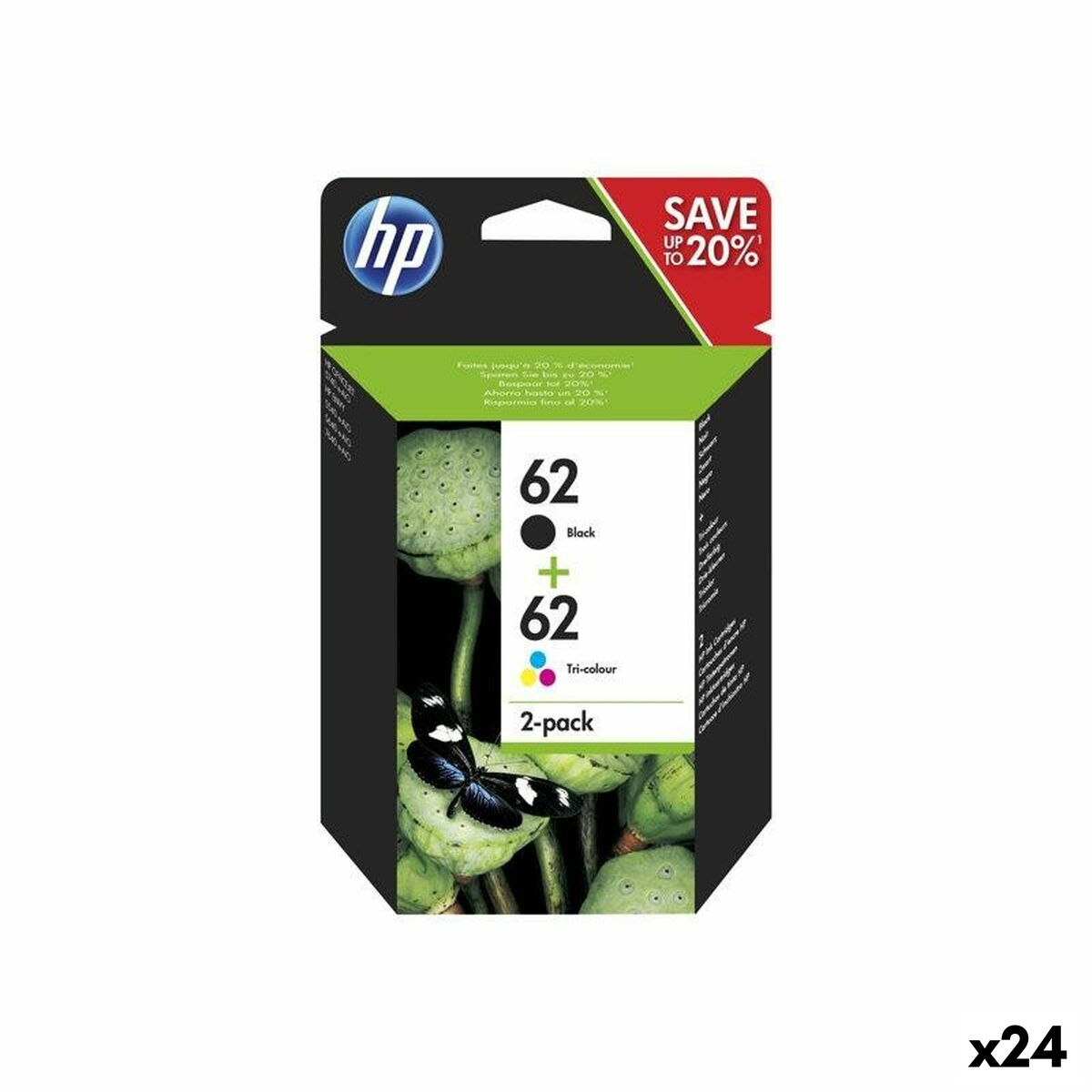 Original Ink Cartridge HP Nº 62 Yellow (24 Units)