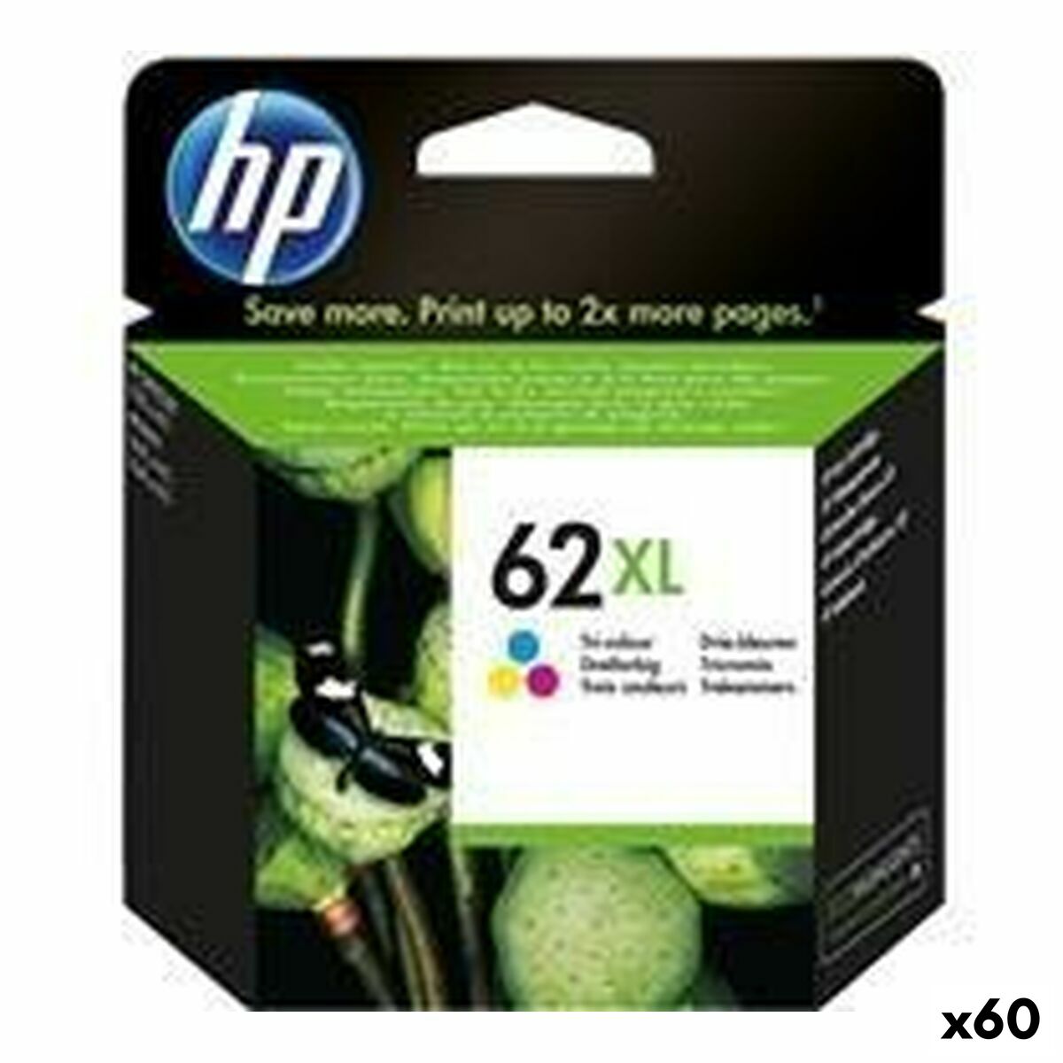 Original Ink Cartridge HP Nº 62 XL Tricolour (60 Units)