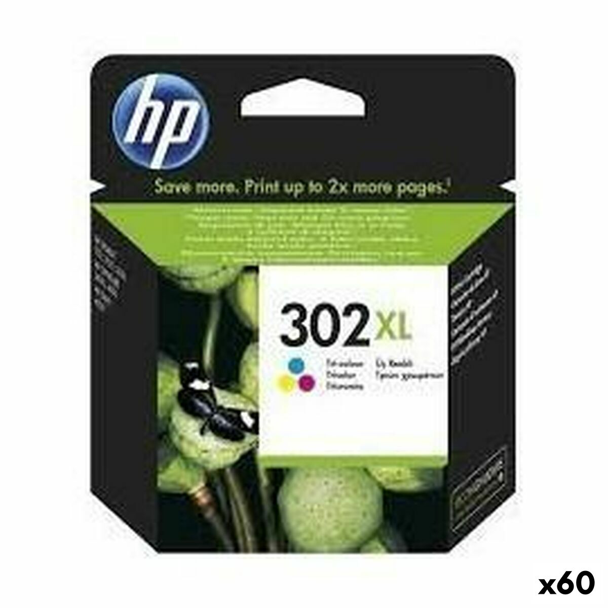 Original Ink Cartridge HP 302XL Tricolour (60 Units)