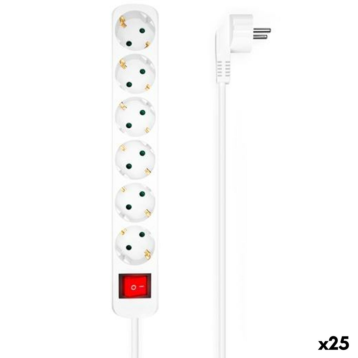 Power Socket - 6 Sockets with Switch Aisens White (1,4 m) (25 Units)