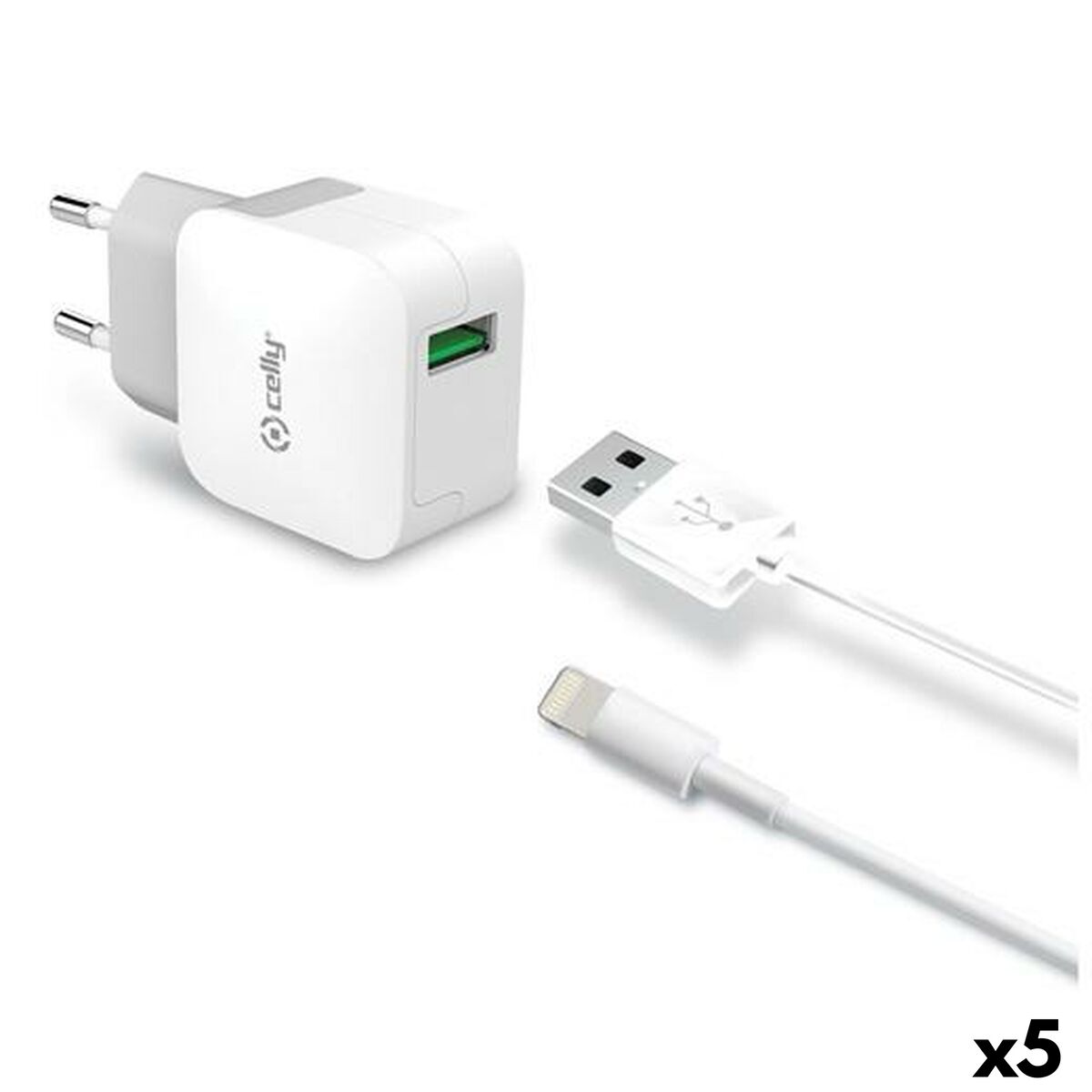 Wall Charger Celly White 12 W (5 Units)